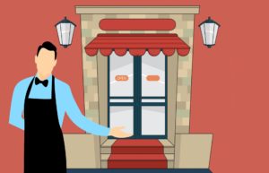 Waiter at restaurant door welcoming guests — restaurant loyalty programs