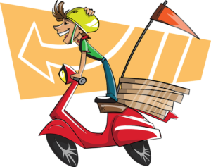 Delivery scooter with pizza — improving takeout and delivery